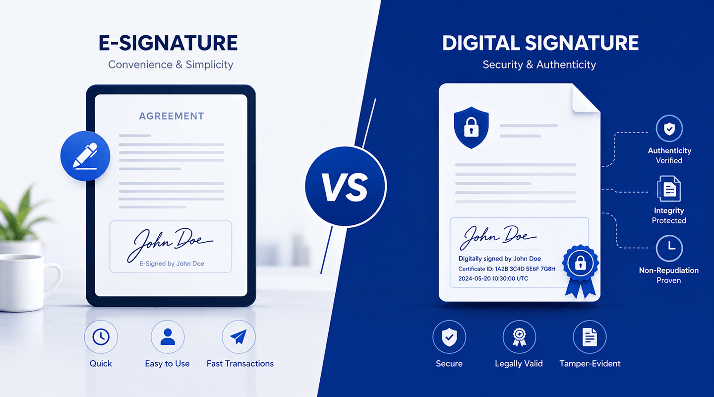 E-Signature vs Digital Signature for Business
